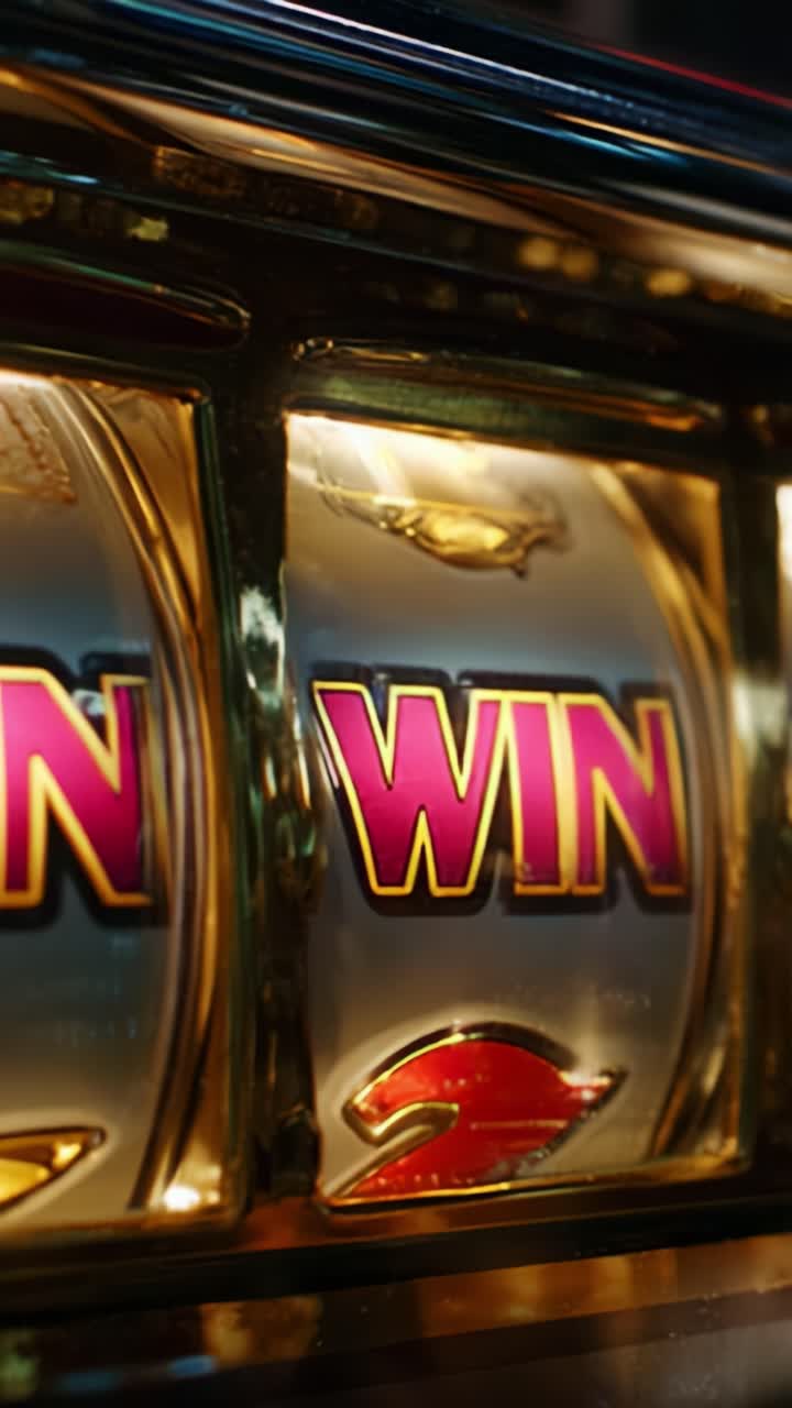 Exciting Close-Up of a Slot Machine Display with the Word 'WIN' Featured Prominently, Capturing the Thrill of Gambling and the Chase for Fortune and Luck