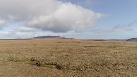 Aerial-tracking-across-the-vast-peninsula-of-A-Mhoine-in-Sutherland,-Scotland