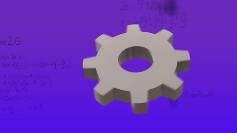 Animation of grey cog over mathematical data processing