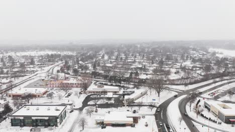 Aerial-view-of-small-town-in-the-United-States-during-winter,-Edina-Minnesota