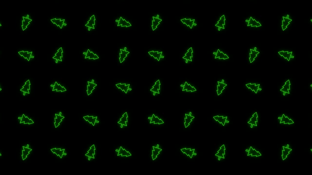 빛나는 녹색과 검은색의 크리스마스 트리 타일 배경 애니메이션 패턴