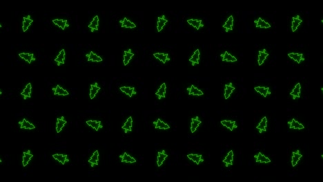 patrón de animación de fondo de mosaico de árbol de navidad en verde brillante y negro