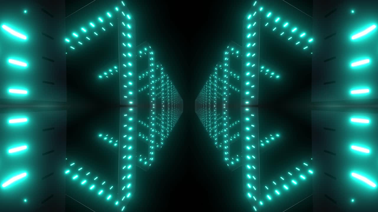 Tunnel esagonale luminoso al neon