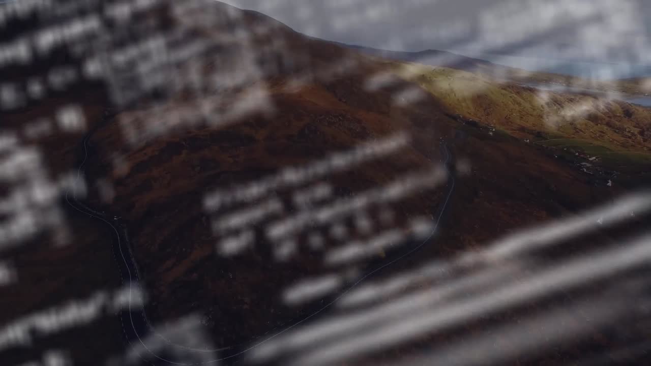 animación del procesamiento de datos sobre el paisaje marino