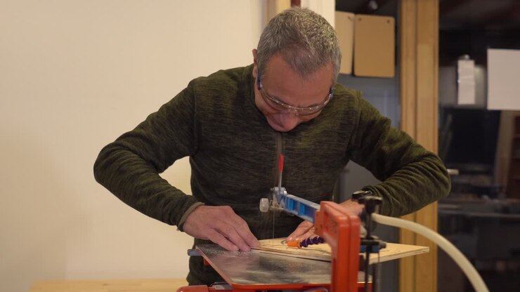 Man using a scroll saw for woodworking