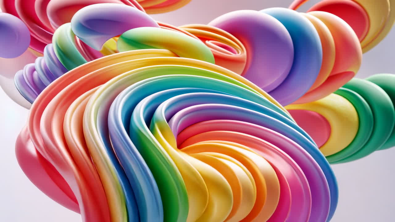 Vibrant Rainbow Swirl Abstract 3D Render