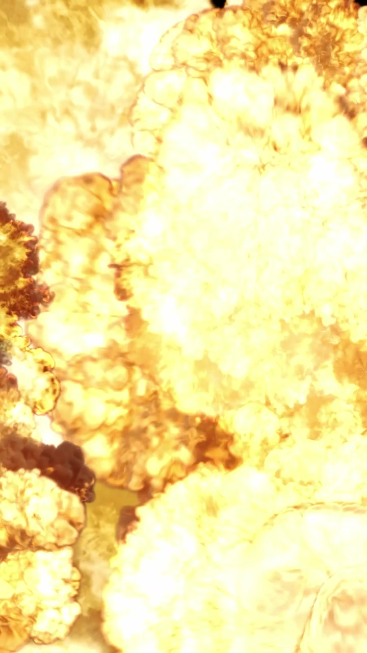 Esplosione verticale di fuoco con fiamme e fumo rotolanti. Effetto azione dinamico per contenuti social e video verticali