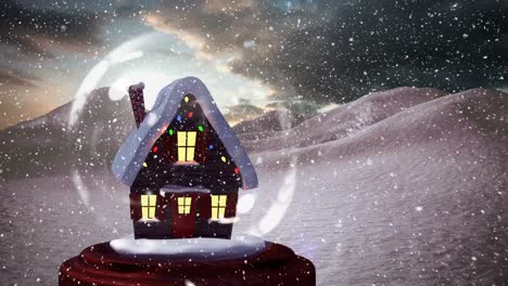 Christmas-animation-of-snow-house-in-snow-globe-4k