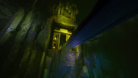exploring the mysterious underwater ruins surrounded by vibrant colors