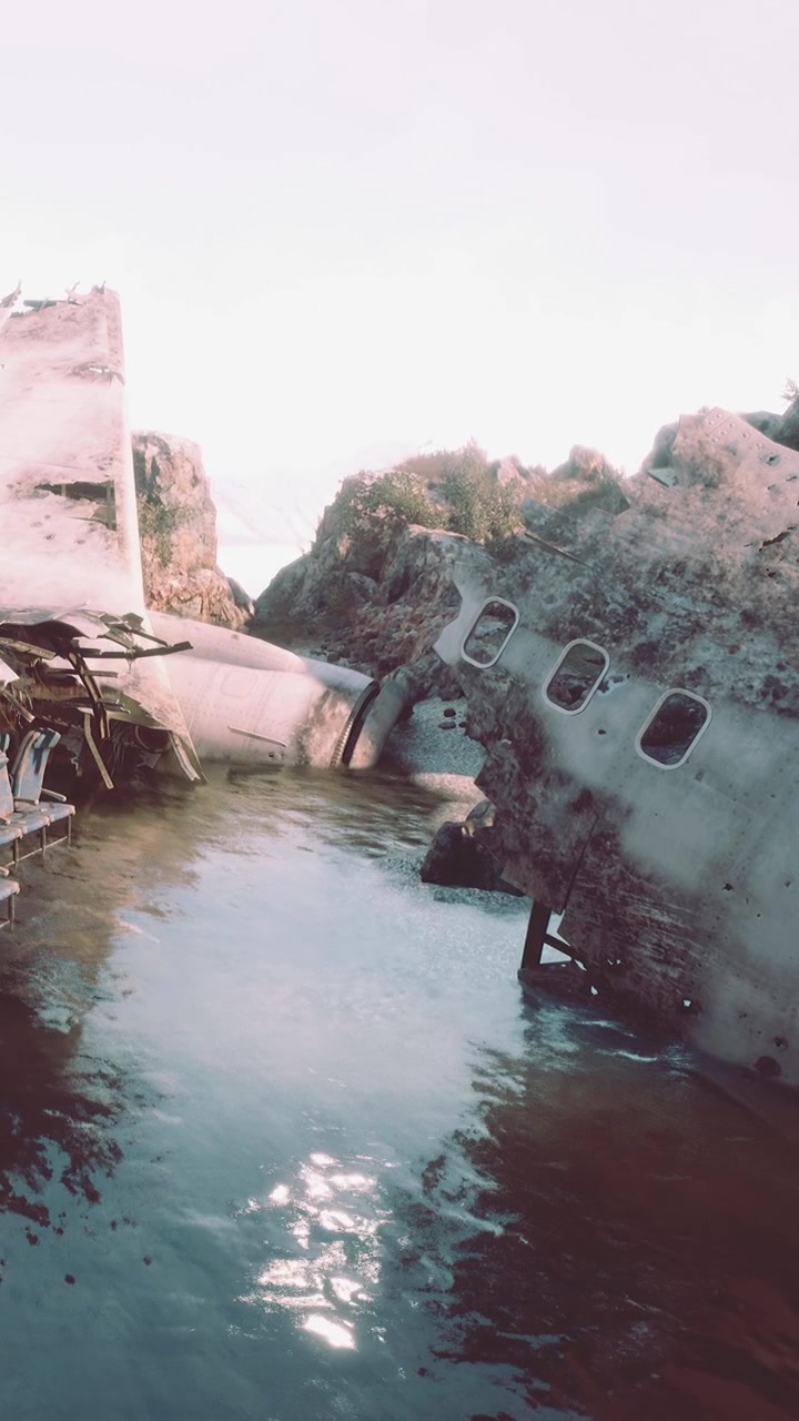 Relitto di nave giace nell'acqua in una località costiera durante le ore diurne.