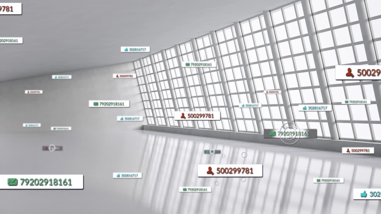 빈 사무실에서 소셜 미디어 데이터 처리의 애니메이션