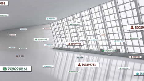 animation of social media data processing over empty office