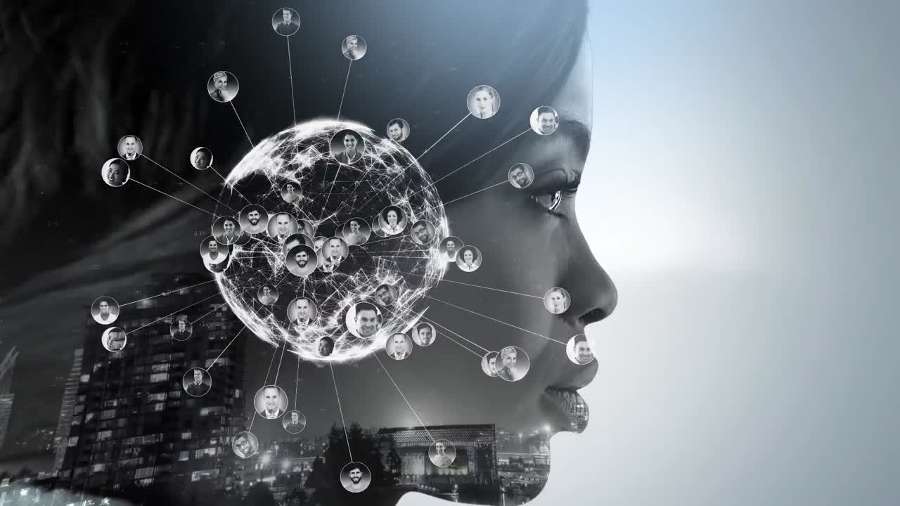 girando el globo con datos y red de conexión