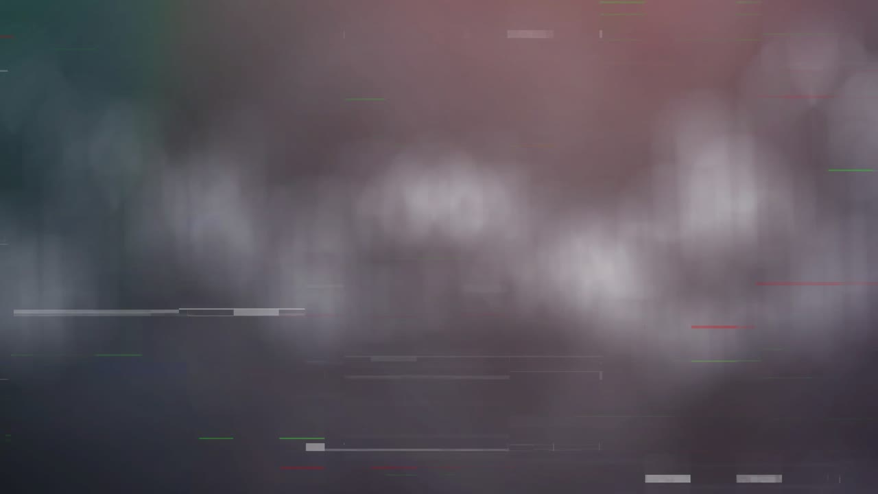 Smoke swirling with glitch bars flickering before HALLOWEEN text sliding in, showcasing party title