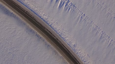 winter road aerial view
