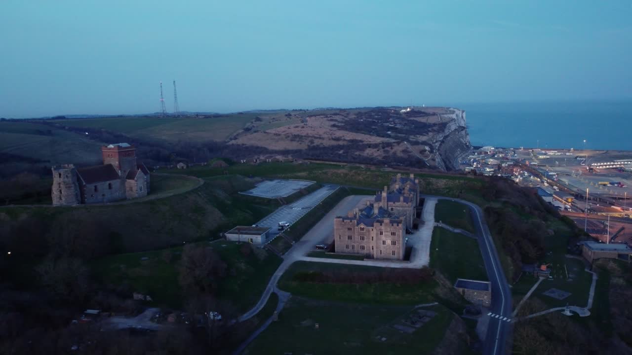 Aerial View of Dover Castle and Coastline