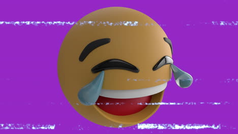 animación del icono de emoji feliz sobre la pantalla con ruido
