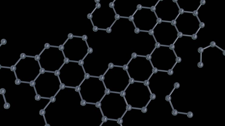 Animation of 3d micro of network of molecules on black background