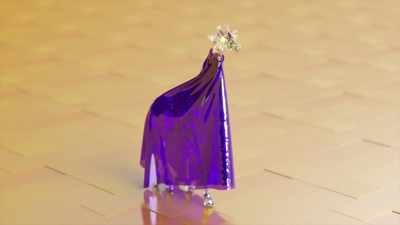 3d-рендеринг жирафа в фиолетовом плаще