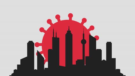 deadly coronavirus takeover over a city animation vector