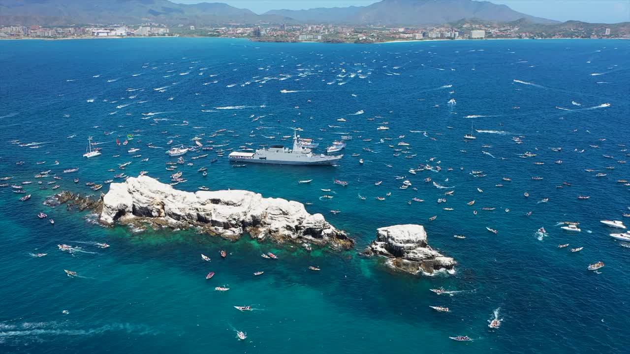 Boats gather near Margarita Island, Venezuela, for Virgen del Valle procession
