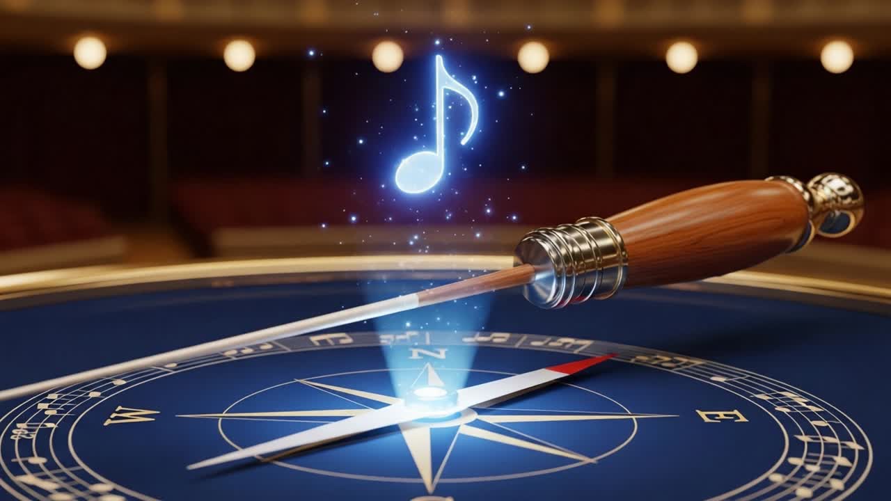 A Captivating Compass with Musical Note: Exploring Directions Through Sound and Exploration in a Stunning Visual Setting