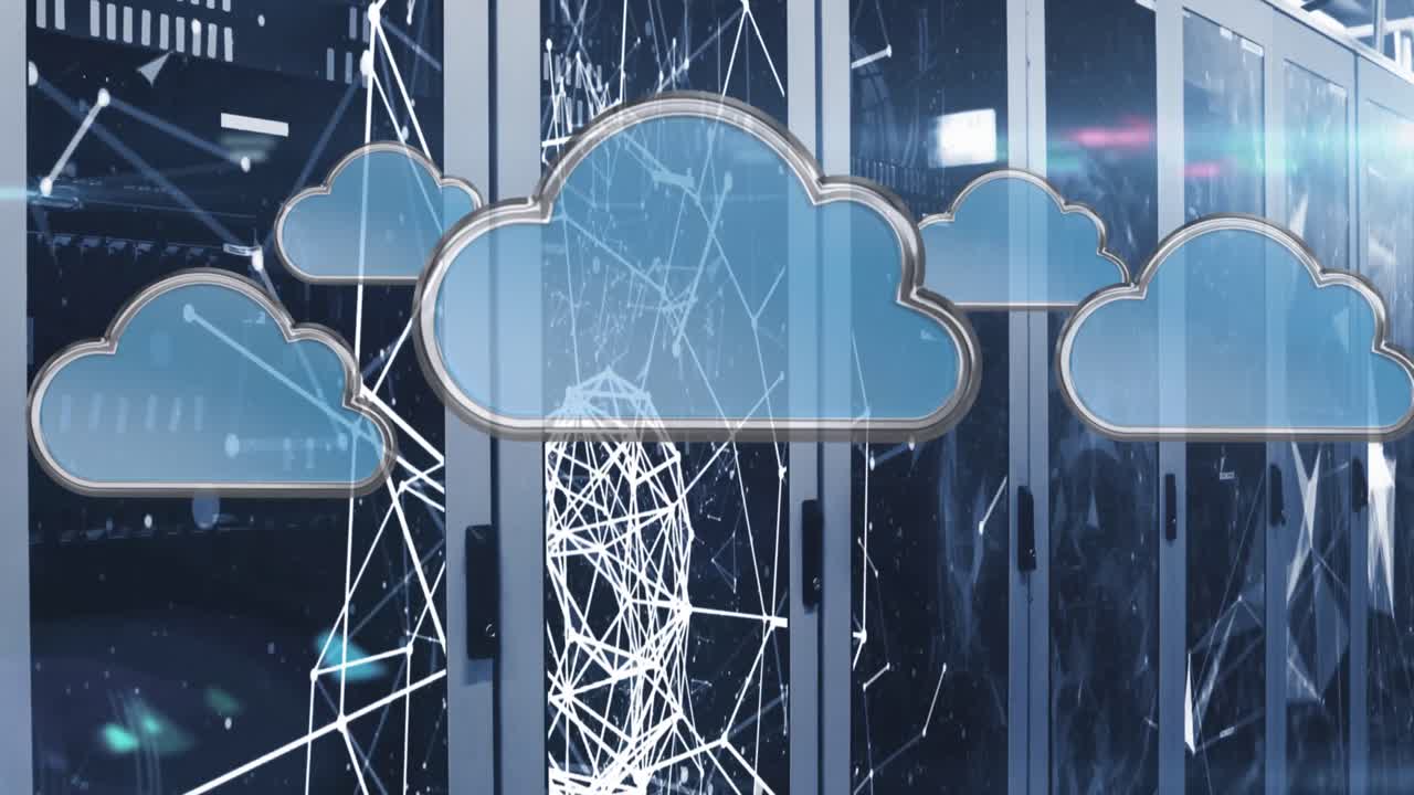 iconos de nube en contra de varios servidores