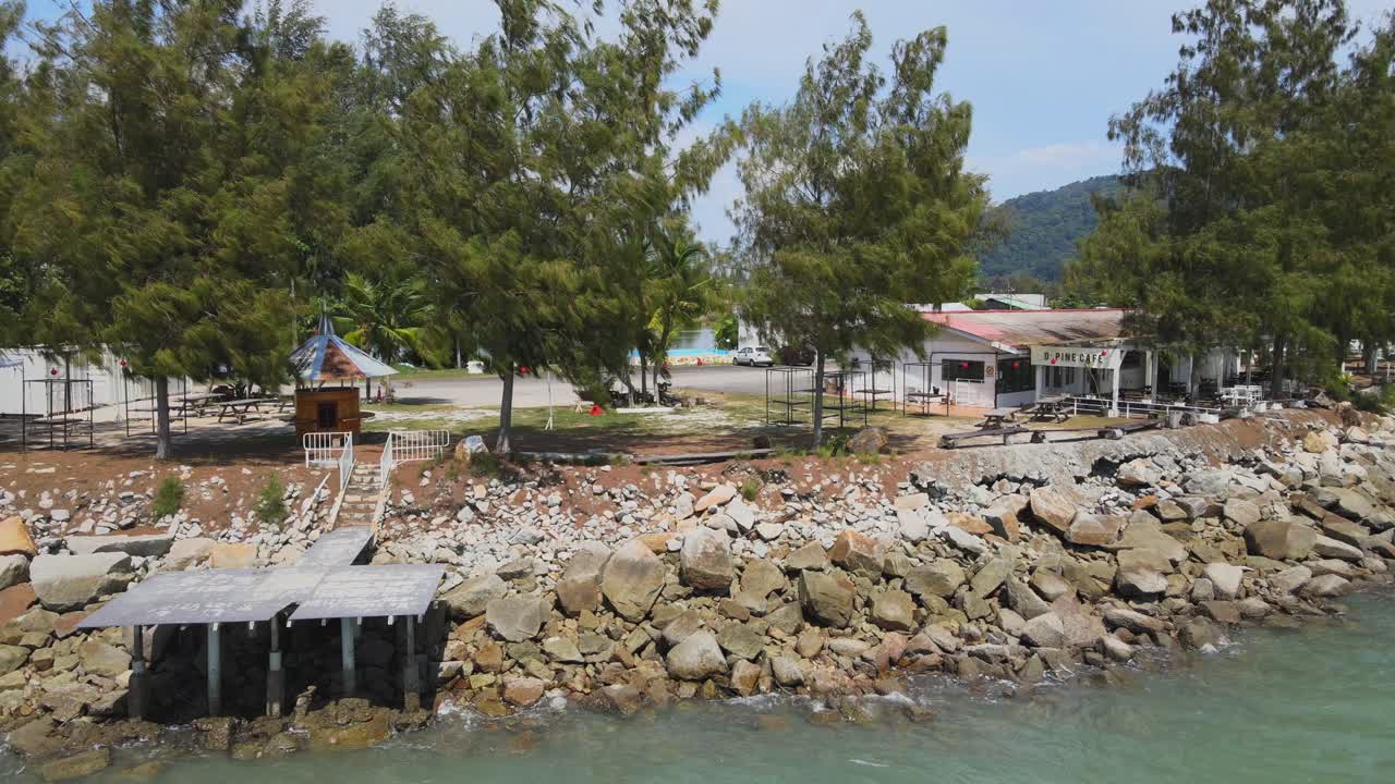 Drone View of seafront houses in Marina Island, Malaysia