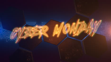 Cyber-Monday-Beleuchtet:-Neonfarbenes-Sechseckiges-Geometrisches-Muster