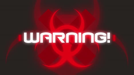 animation of covid 19 text and biohazard symbol over black background