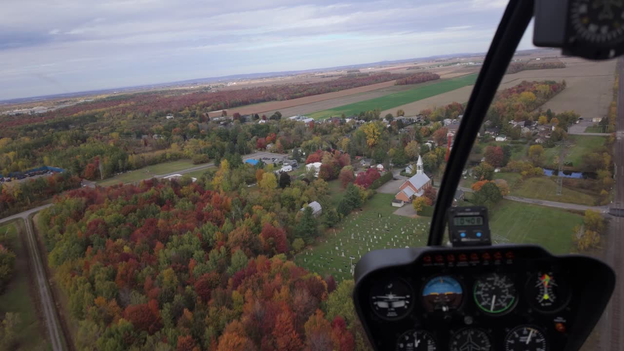 Laurentides Region In Fall Colours In Quebec, Canada, Seen From A Helicopter - POV