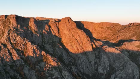 Epic-sunrise-aerial-view-of-famous-Cântaros,-Covao-d'Ametade,-Serra-da-Estrela