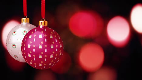 los adornos de la pelota de navidad están balanceándose en el fondo de bokeh archivo de bucle