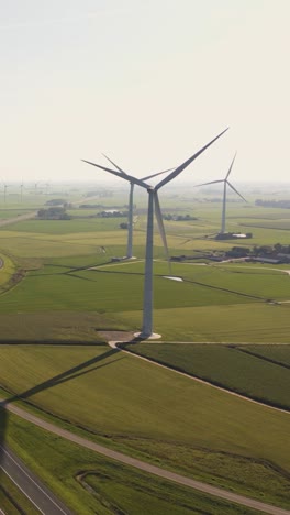 aerial view of wind farm and dutch countryside