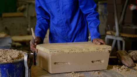 worker making mold in foundry workshop 4k