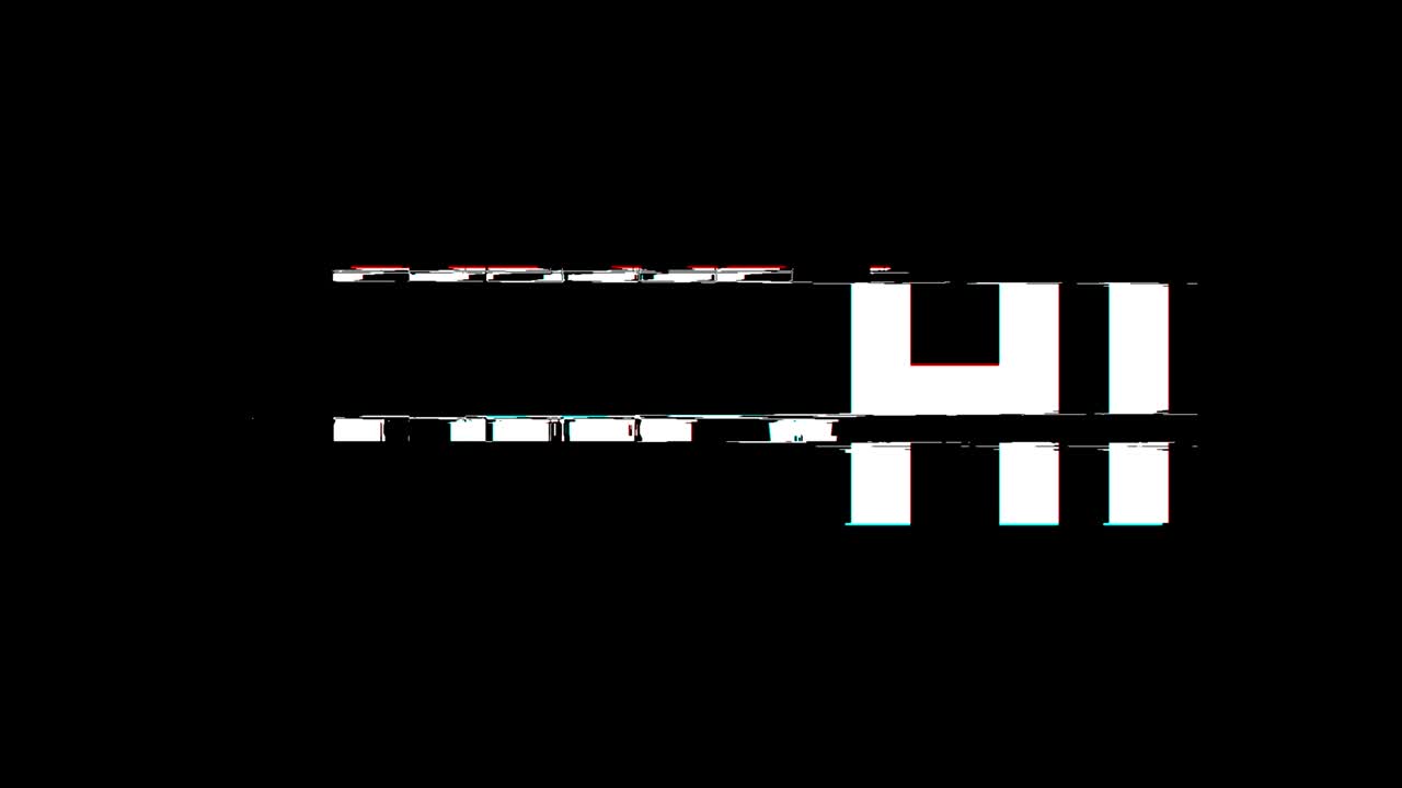 HI! Glitch Effect Text Digital TV Distortion 4K Loop Animation