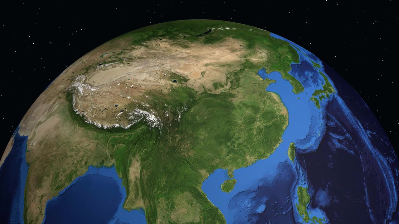 Un globo digitale ruota e zooma dallo spazio a un indicatore di posizione specifico a Suining, Cina.