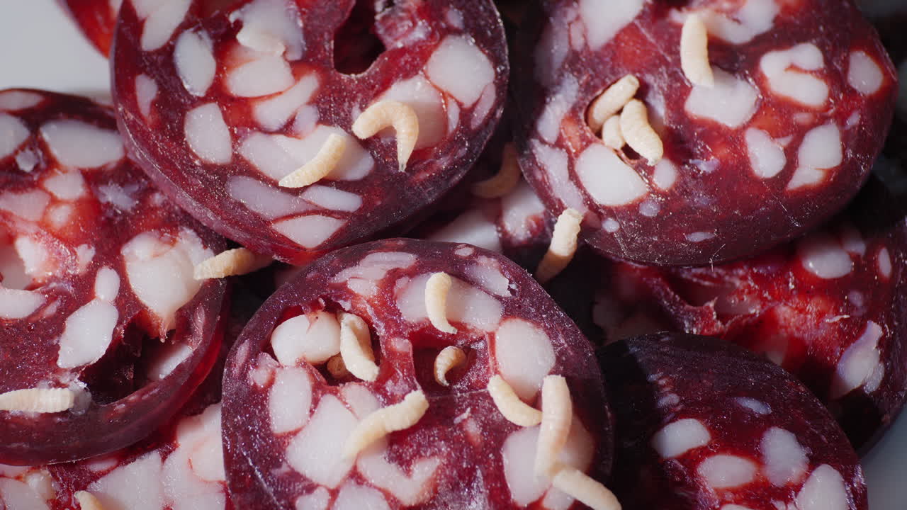 구더기가 있는 썩은 소시지