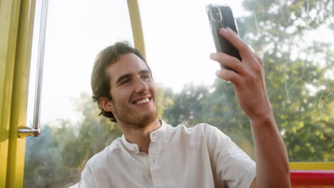 happy man recording video