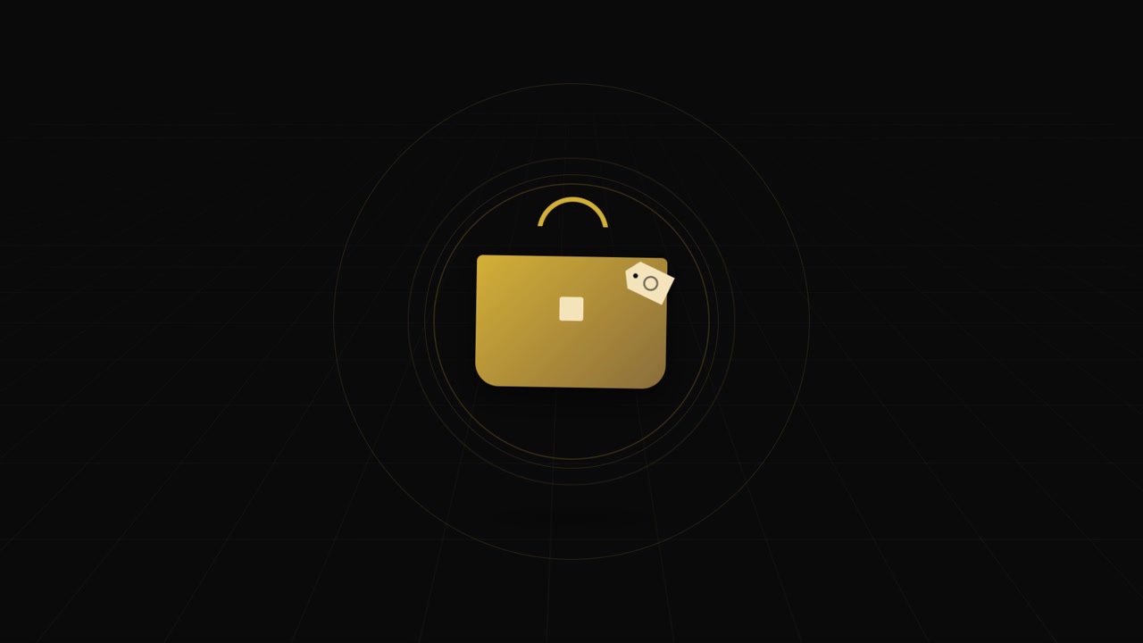 Animated Golden Briefcase Icon with Price Tag