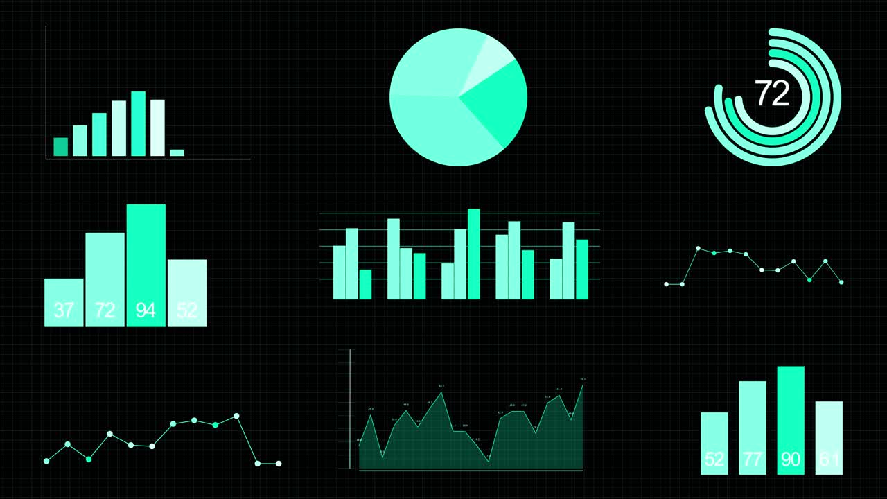 4k 2d dark blue corporate background with abstract elements of infographics set pack motion
