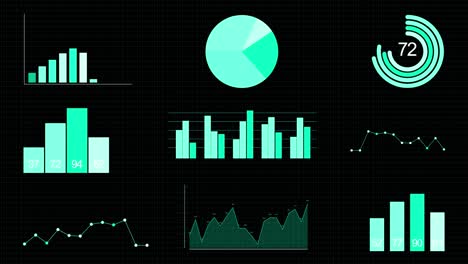 4k 2d dark blue corporate background with abstract elements of infographics set pack motion