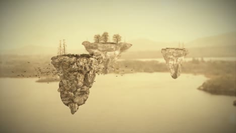 islas flotantes, islas de fantasía volando en el cielo