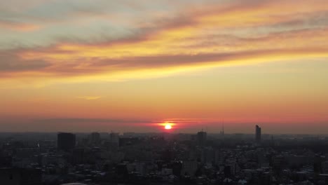 beautiful sunset shot from above in the city