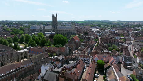 canterbury cathedral - cathedral and metropolitical church of christ in canterbury, kent, england, uk. - aerial shot