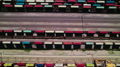 panning aerial movement about a car hauling business rail terminal near chicago, us