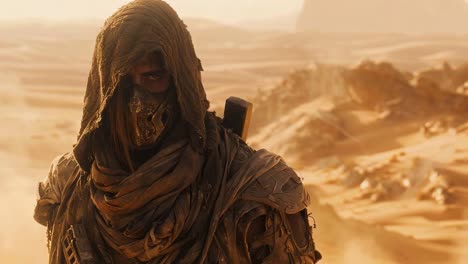 desert warrior in post-apocalyptic wasteland