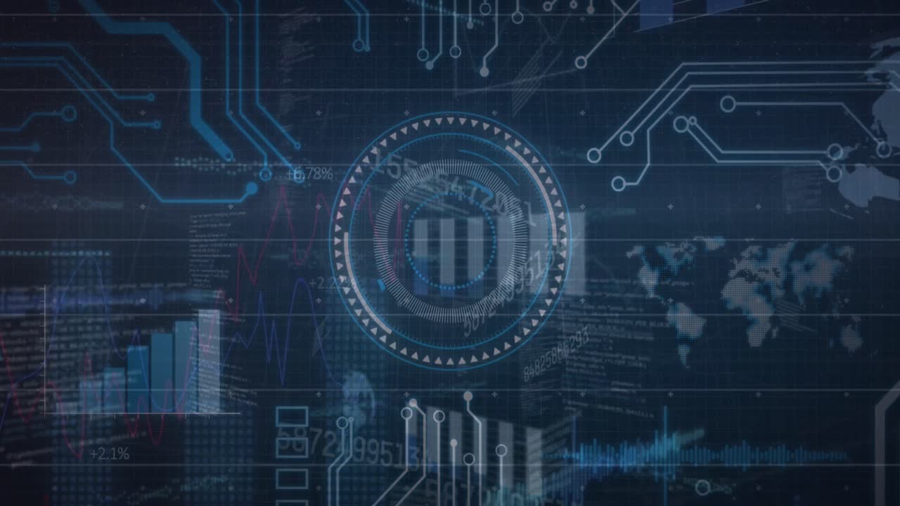 Animation of scope, data processing over motherboard