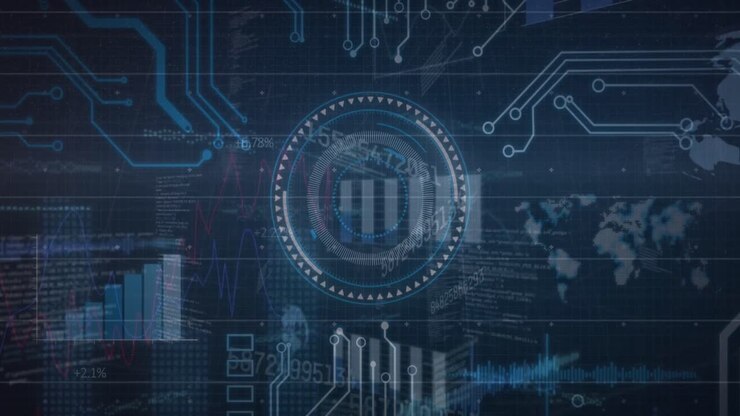 Animation of scope, data processing over motherboard