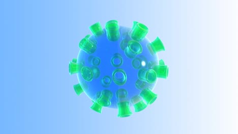 sars-cov2 (covid19), partícula de coronavirus suspendida en el aire y girando en un bucle infinito sin costuras.